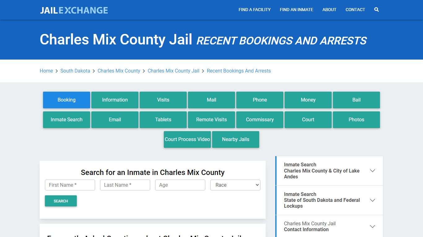 Charles Mix County Jail Recent Bookings And Arrests