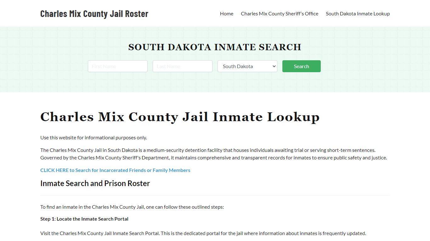 Charles Mix County Jail Roster Lookup, SD, Inmate Search