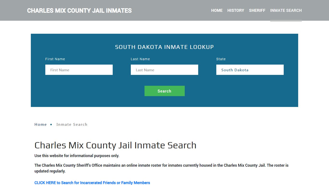 Charles Mix County, SD Detainee Lookup