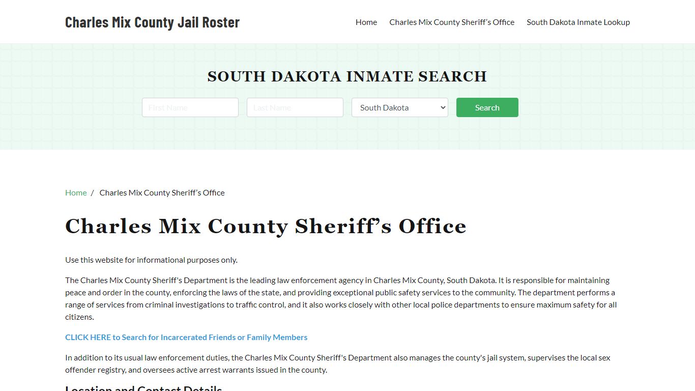 Charles Mix County Sheriff Office, SD, Arrest Warrants Search