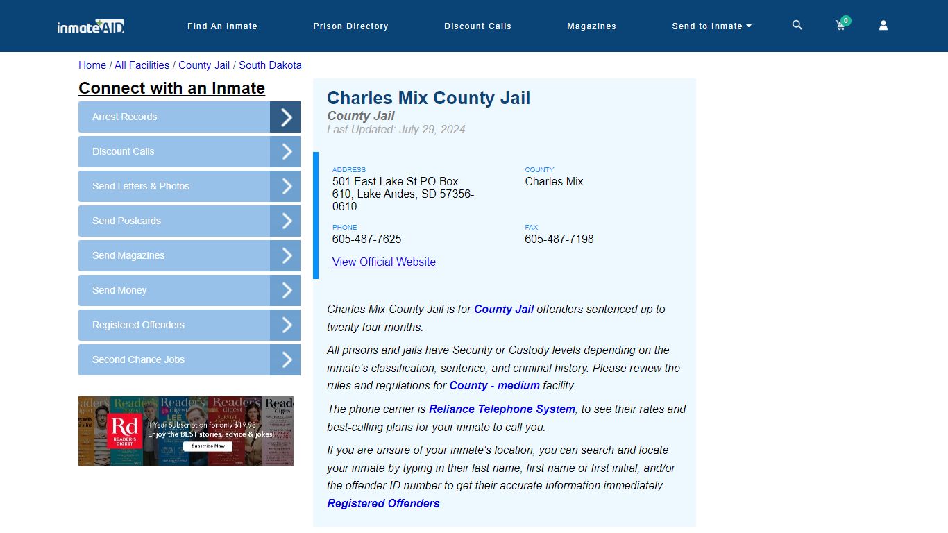 Charles Mix County Jail - Inmate Locator